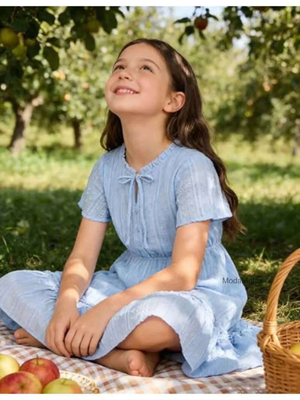 Girls Swiss Dot Dress Cotton Casual Summer Short Sleeve A-Line Party Birthday